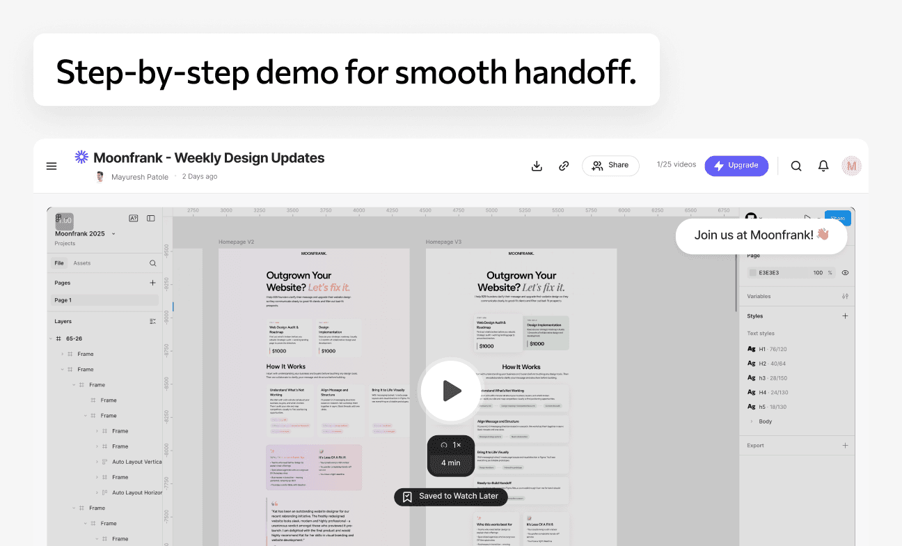 Step-by-step Loom demo for smooth handoff